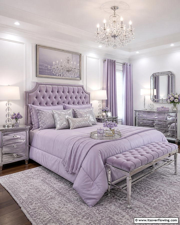 Crystal Accents - 25 Glam Bedroom Ideas for a Luxurious Retreat