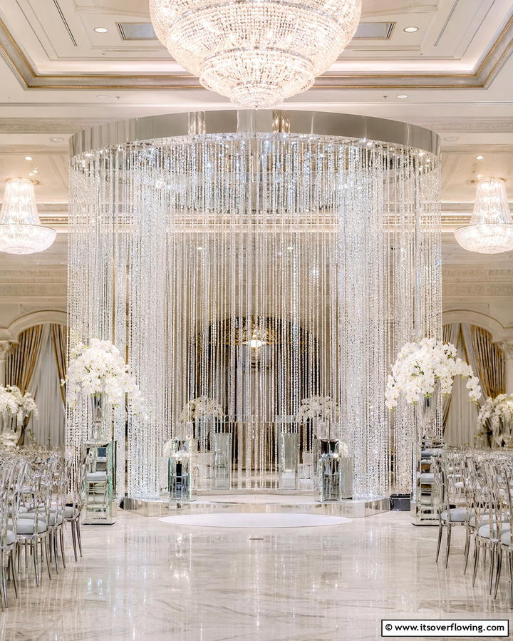Crystal Bead Curtain - 30 Stunning Wedding Altar Design Inspirations