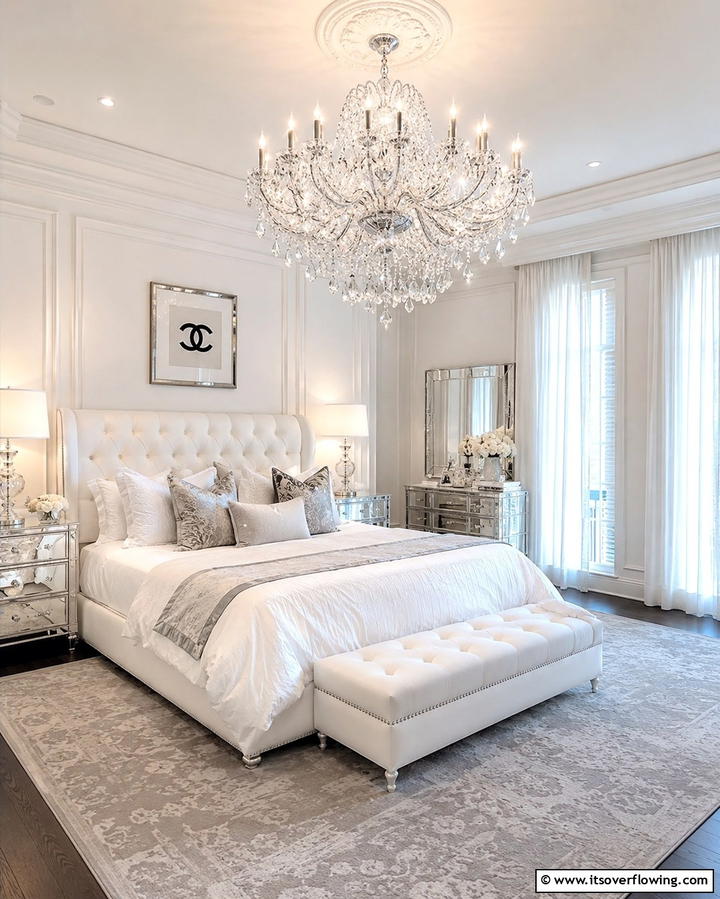 Crystal Chandeliers - 25 Chanel Bedroom Ideas for a Luxurious and Chic Space
