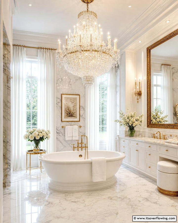 Crystal Chandeliers - 25 Elegant Bathroom Decor Ideas for a Luxurious Feel