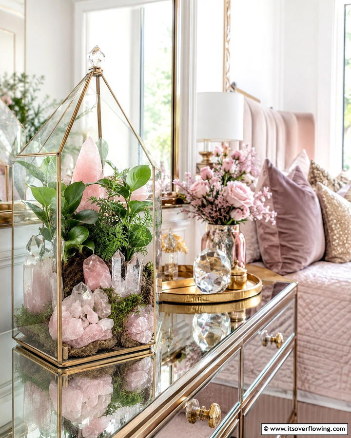 Crystal Embellished Terrarium - 30 Creative Terrarium Ideas for Indoor Gardening Enthusiasts