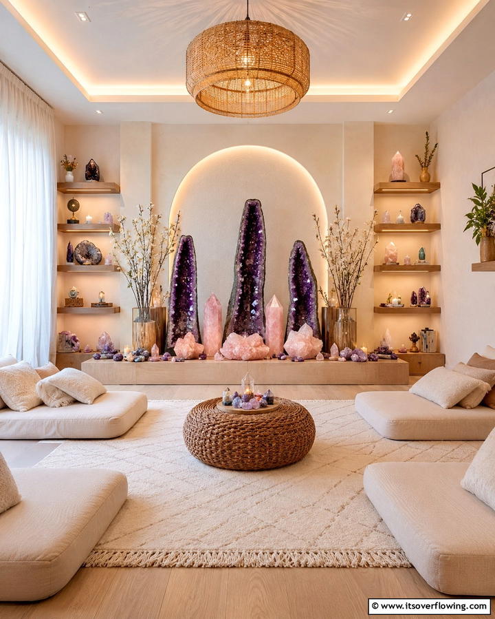 Crystal Energy Room - 25 Meditation Room Ideas for Peaceful Retreats