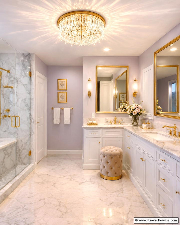 Crystal Light Fixtures - 30 Inspiring Bathroom Ceiling Ideas for Modern Homes