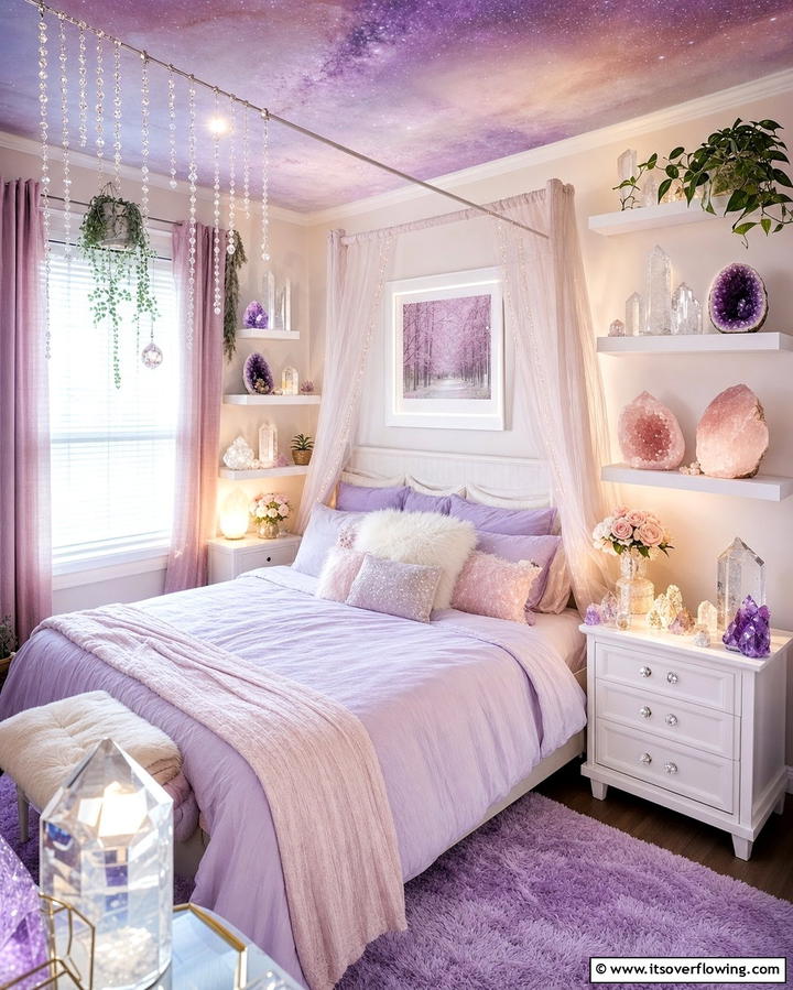 Crystal and Gemstone Accents - 25 Fairycore Bedroom Ideas for a Whimsical Escape