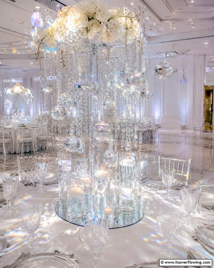 Crystal and Glass Centerpiece - 30 Unique Non-Floral Wedding Centerpiece Ideas