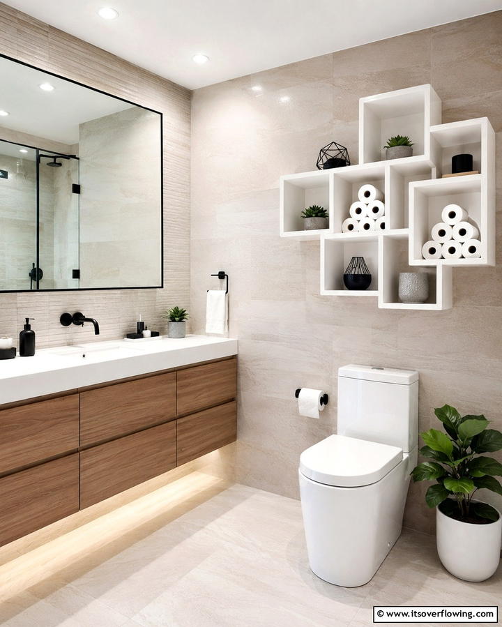 Cube Shelves - 20 Toilet Paper Storage Ideas for Organized Bathrooms