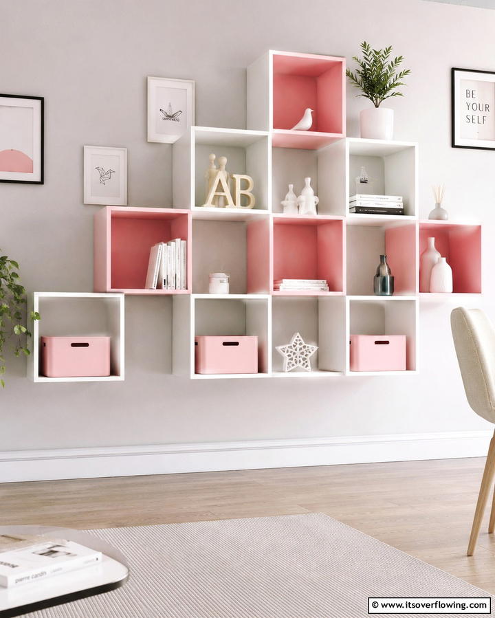 Cubic Shelving for a Geometric Touch - 30 Living Room Shelf Ideas for Stylish Storage Solutions