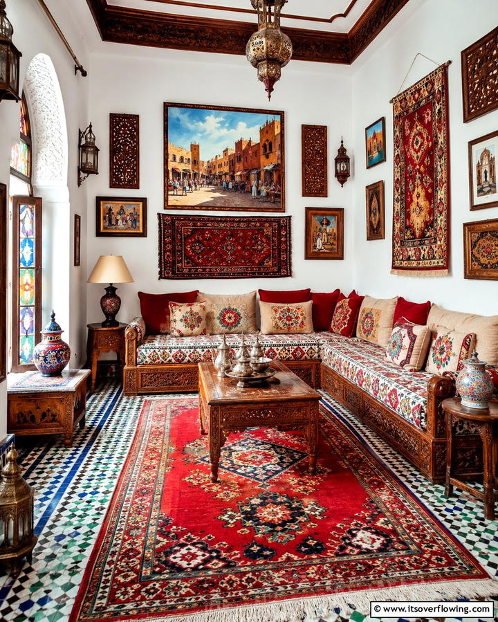 Cultural Art Pieces - 30 Moroccan Living Room Ideas for Exotic Elegance