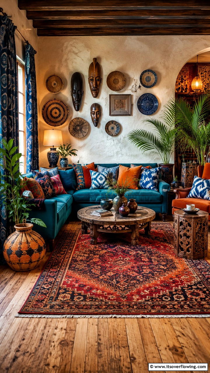 Cultural Bohemian Mix - 30 Boho Chic Living Room Ideas for a Cozy and Eclectic Vibe