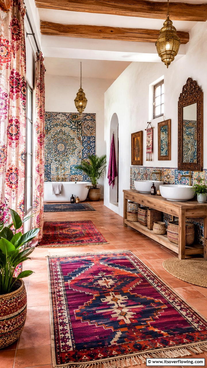 Cultural Statement Pieces - 30 Boho Bathroom Ideas for Relaxed, Global-Inspired Style
