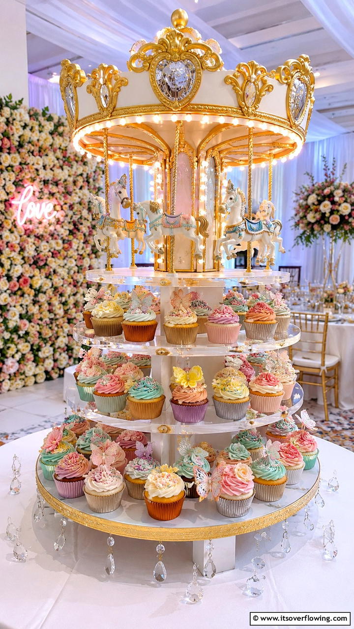 Cupcake Carousel - 21 Delicious Wedding Dessert Ideas for a Sweet Celebration