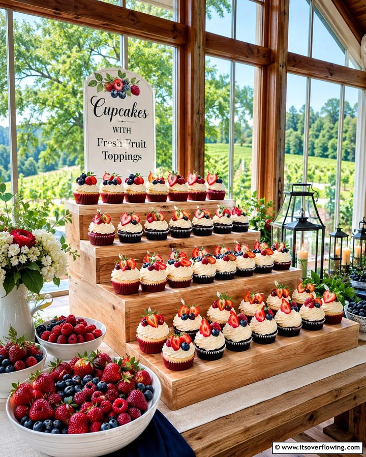 Cupcakes with Fresh Fruit Toppings - 30 Wedding Cupcake Ideas for Unforgettable Celebrations
