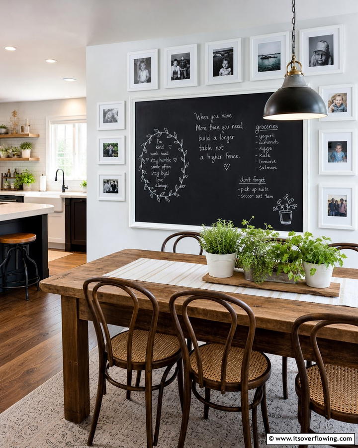 Curated Blackboard and Photo Combo - 21 Photo Wall Arrangements for Personalized Home Galleries