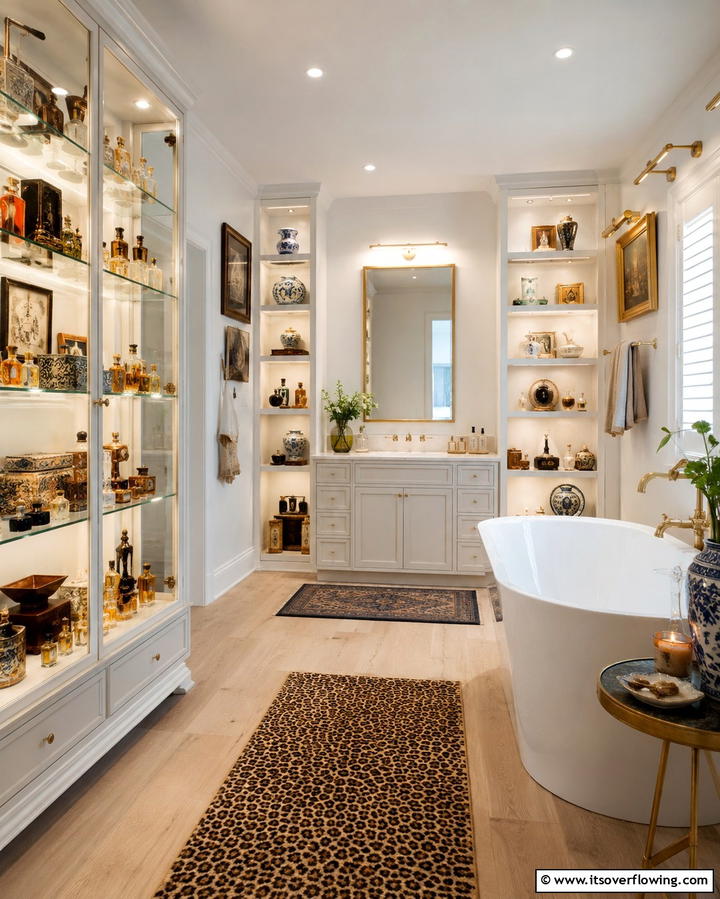 Curated Collectibles Display - 30 Romantic Bathroom Ideas for a Luxurious Spa Retreat