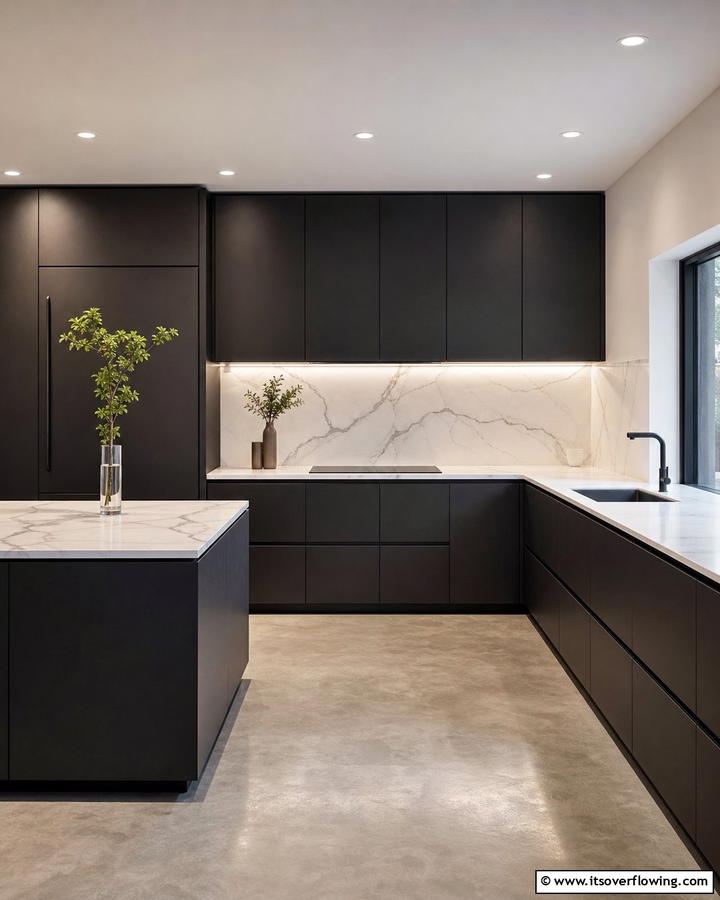 Curated Minimalism - 30 Kitchens With Black Cabinets for Bold Elegance