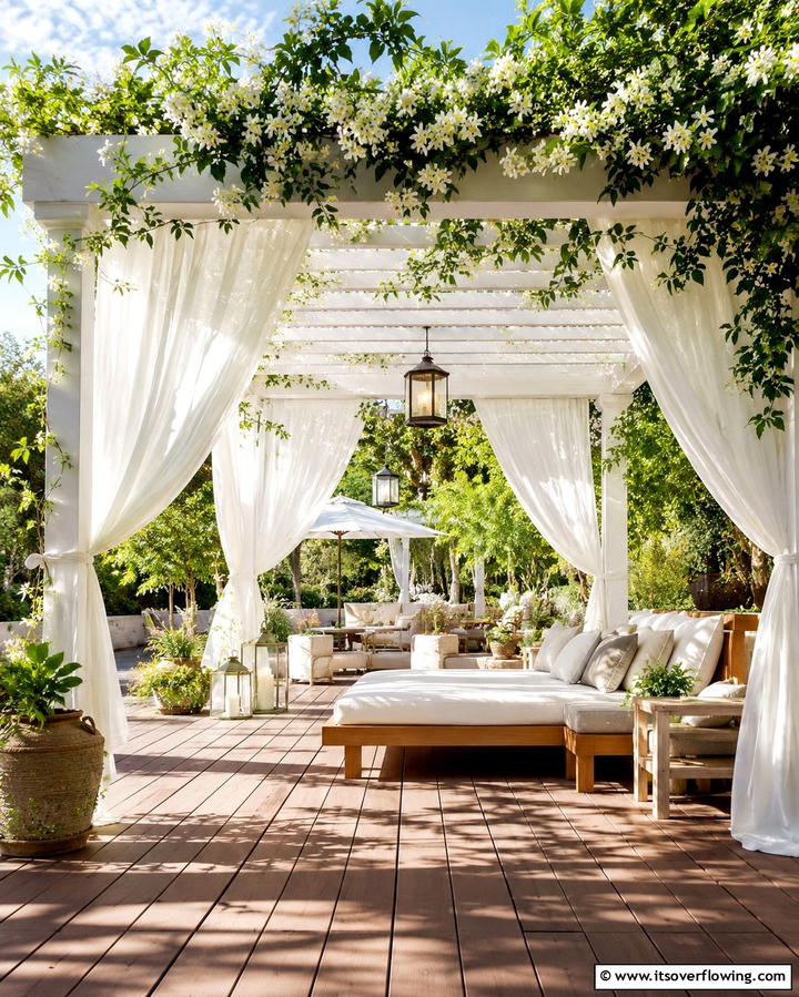 Curtained Pergola Design - 30 Private Deck Ideas for Secluded Outdoor Relaxation Zones