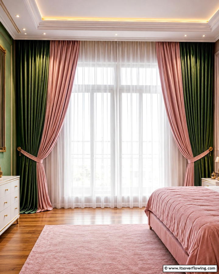 Curtains and Drapes in Pink and Green - 25 Pink and Green Bedroom Ideas for a Fresh Look