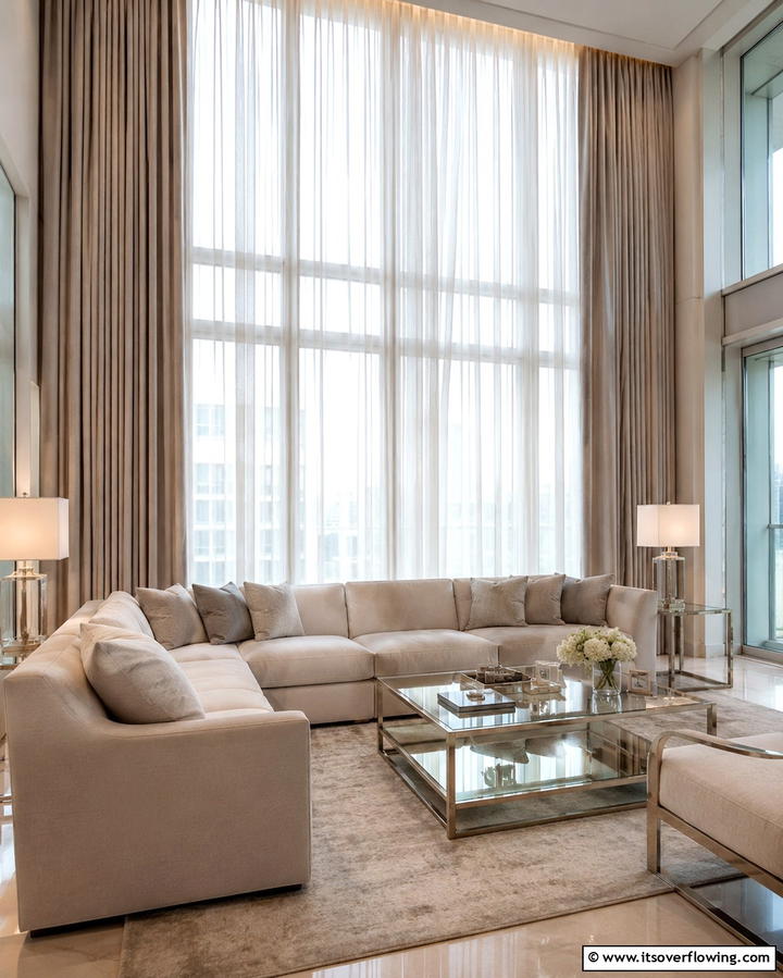 Curtains for Height and Elegance - 30 Space-Saving Condo Living Room Ideas for Urban Dwellers