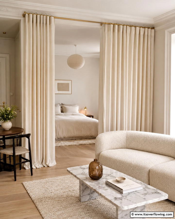 Curtains for a Soft Division - 25 Room Divider Ideas to Maximize Your Living Space