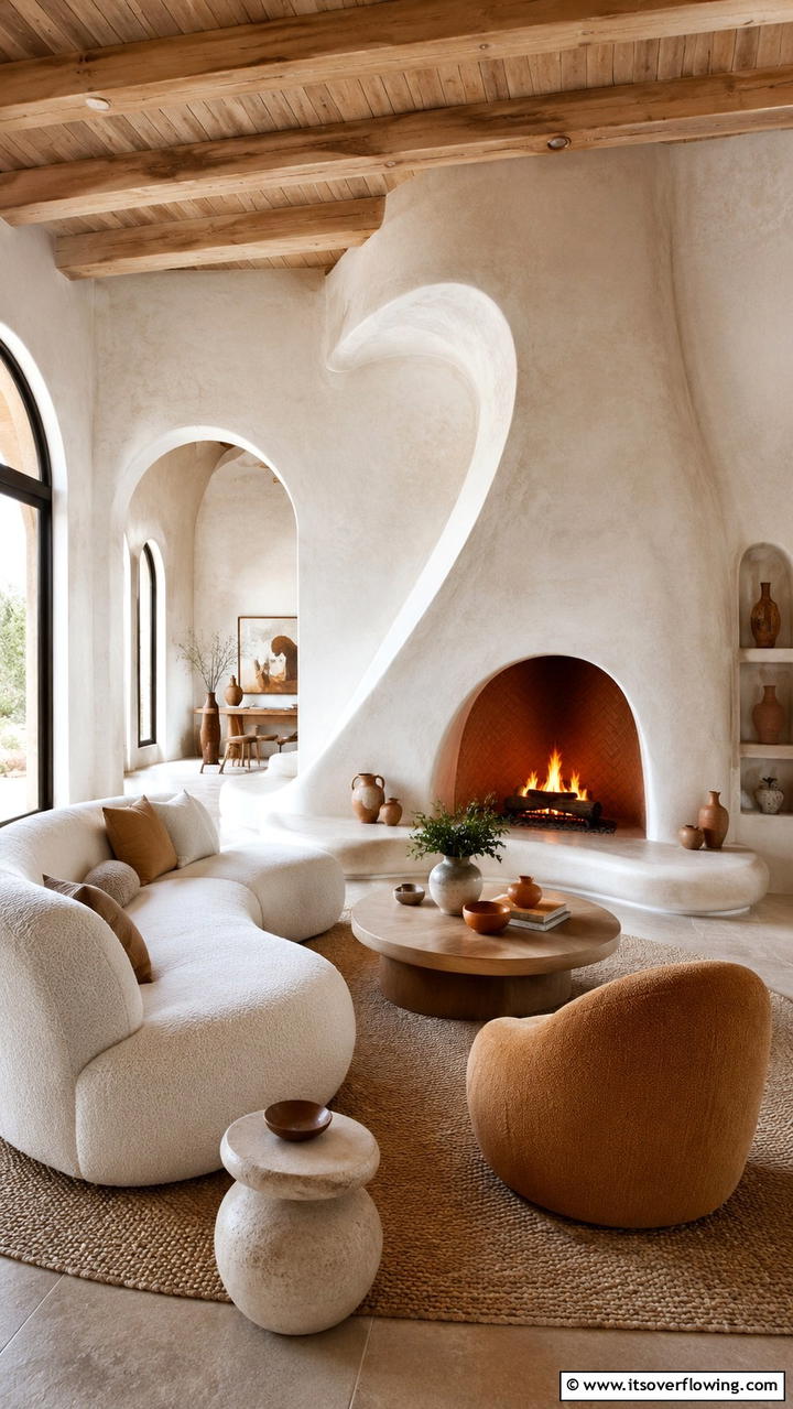 Curved Architectural Hearth Form - 30 Fireplace Hearth Ideas to Elevate Your Living Room