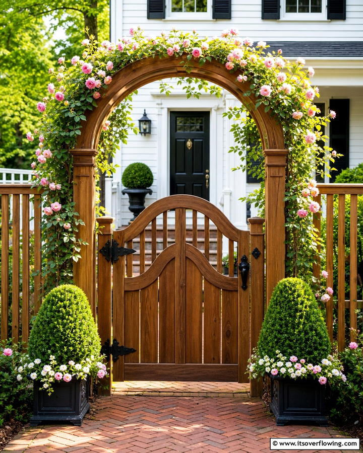 Curved Archway Gate - 30 Deck Gate Ideas for Safety and Outdoor Style