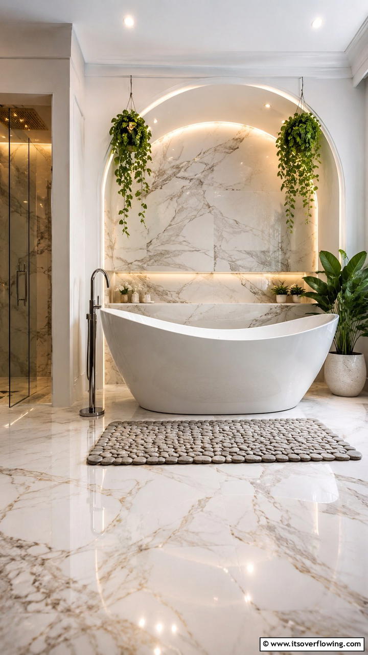 Curved Bathtub Elegance - 30 Ensuite Bathroom Ideas for Luxurious Privacy