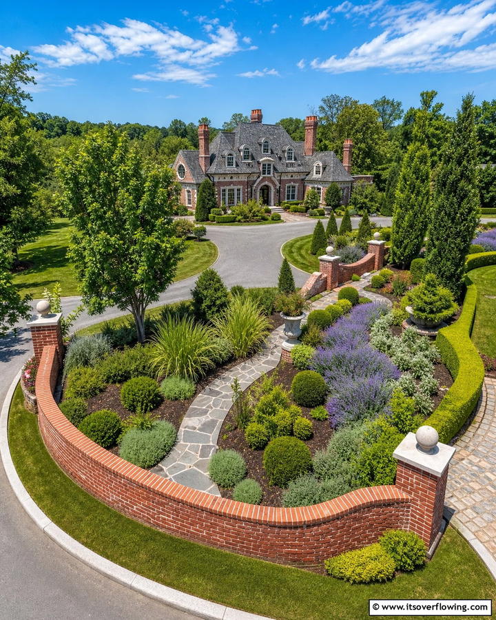 Curved Brick Fence for Unique Shapes - 20 Front Yard Brick Fence Ideas for a Classic Look
