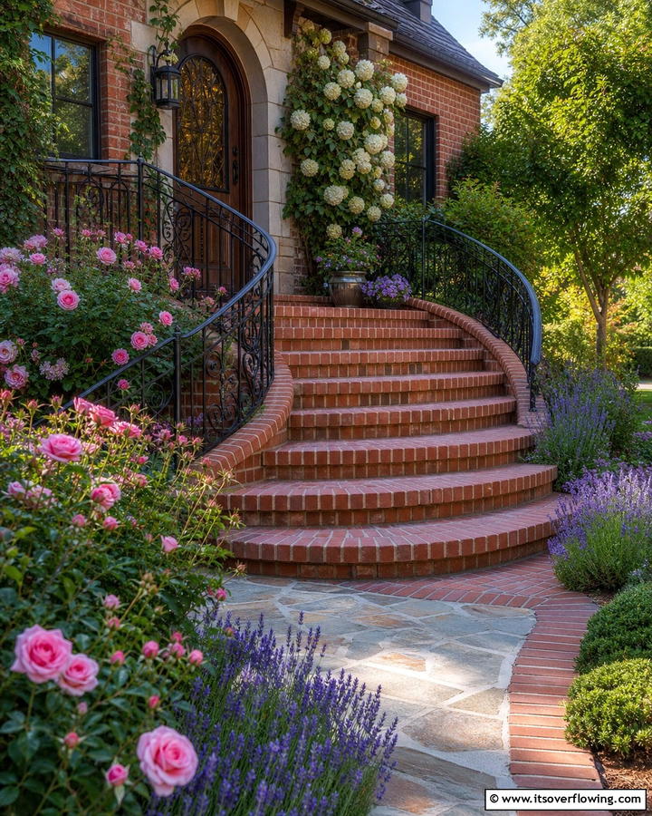 Curved Brick Steps for a Graceful Look - 25 Brick Front Steps Design Ideas for Curb Appeal