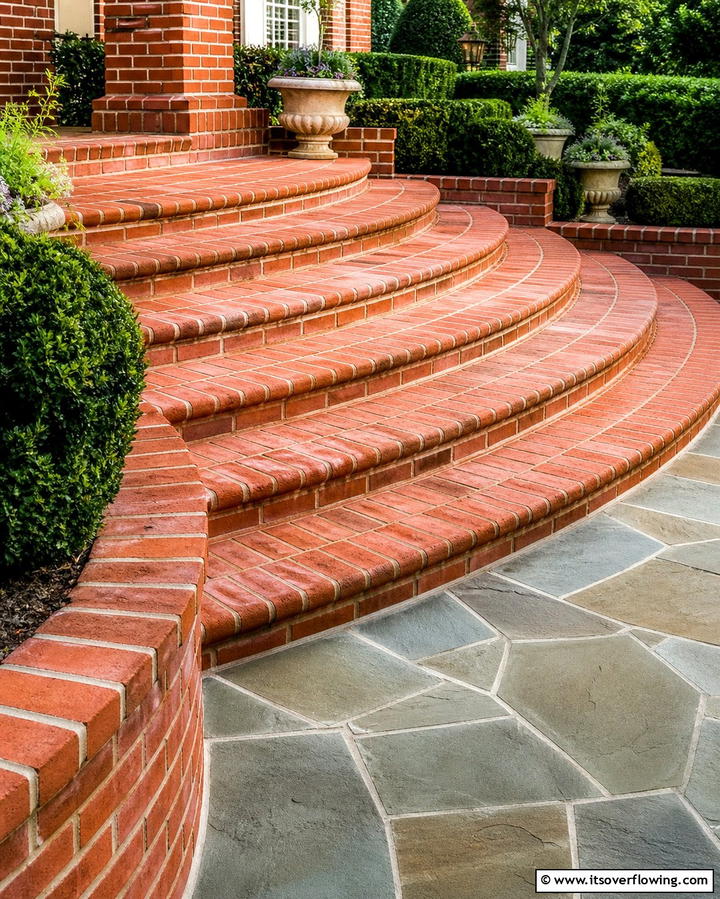 Curved Brick Steps - 25 Patio Steps Ideas to Enhance Your Outdoor Space