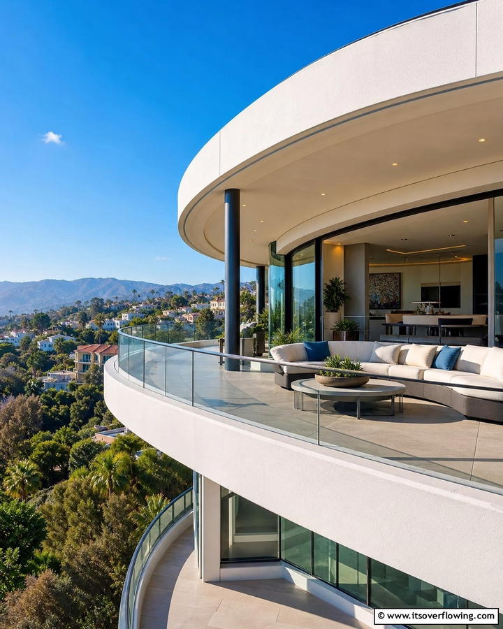 Curved Cantilever Balcony for a Unique Touch - 20 Cantilever Balcony Ideas for Modern Homes