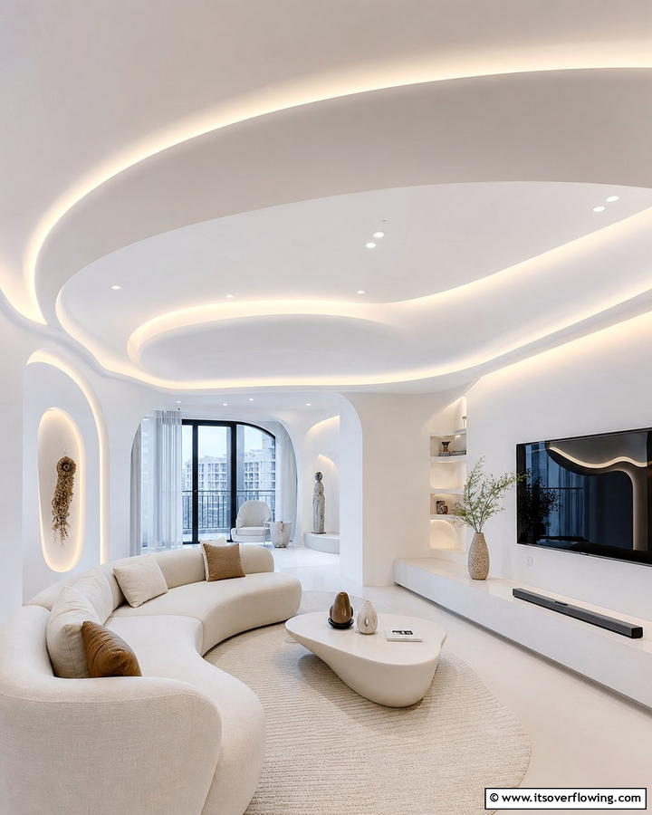 Curved Ceiling Design - 20 Living Room False Ceiling Design Ideas to Elevate Your Space