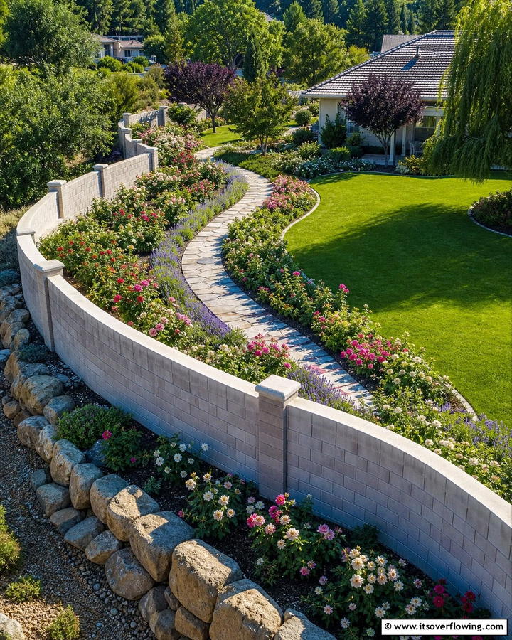Curved Concrete Block Fence - 20 Concrete Block Fence Ideas for a Sturdy and Stylish Barrier