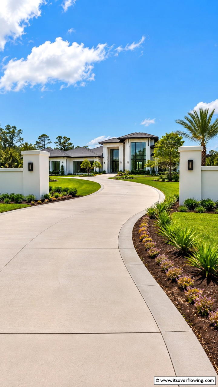 Curved Concrete Entry - 30 Driveway Entrance Ideas for Impressive Arrivals