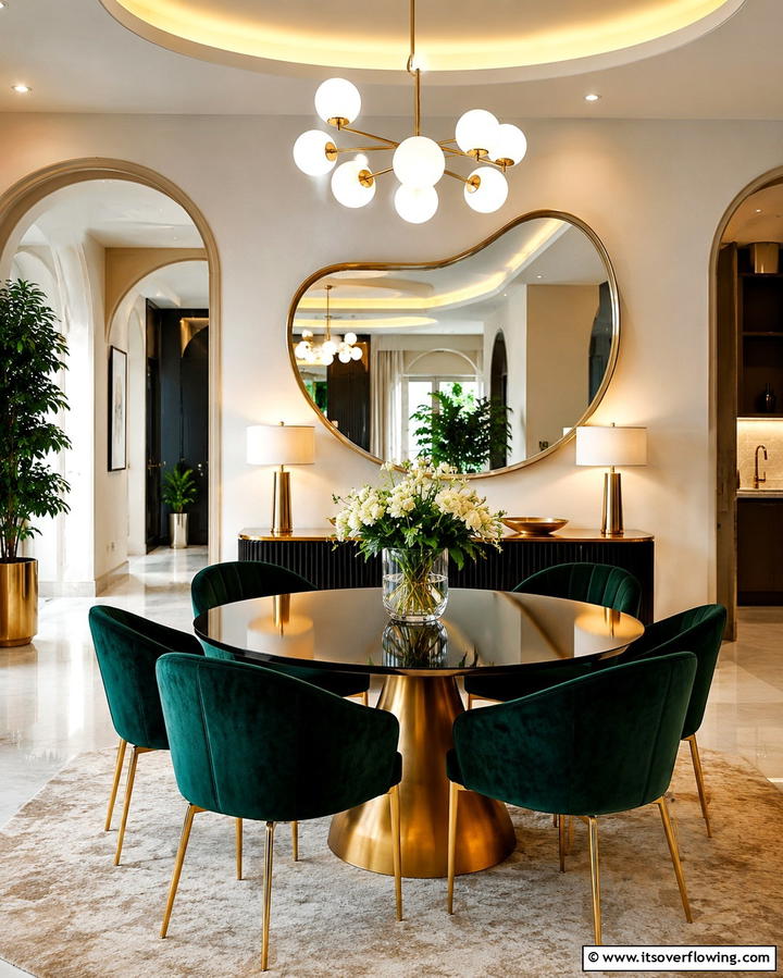 Curved Creativity - 30 Stunning Dining Room Mirror Ideas for Elegance