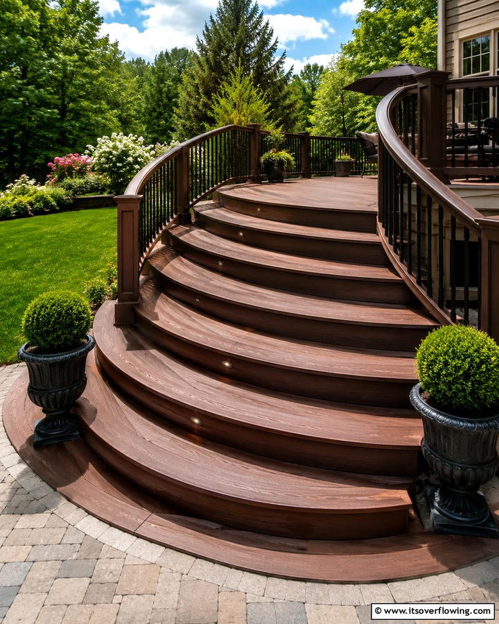 Curved Deck Steps for a Unique Design - 25 Deck Steps Ideas for a Safe and Stylish Entry