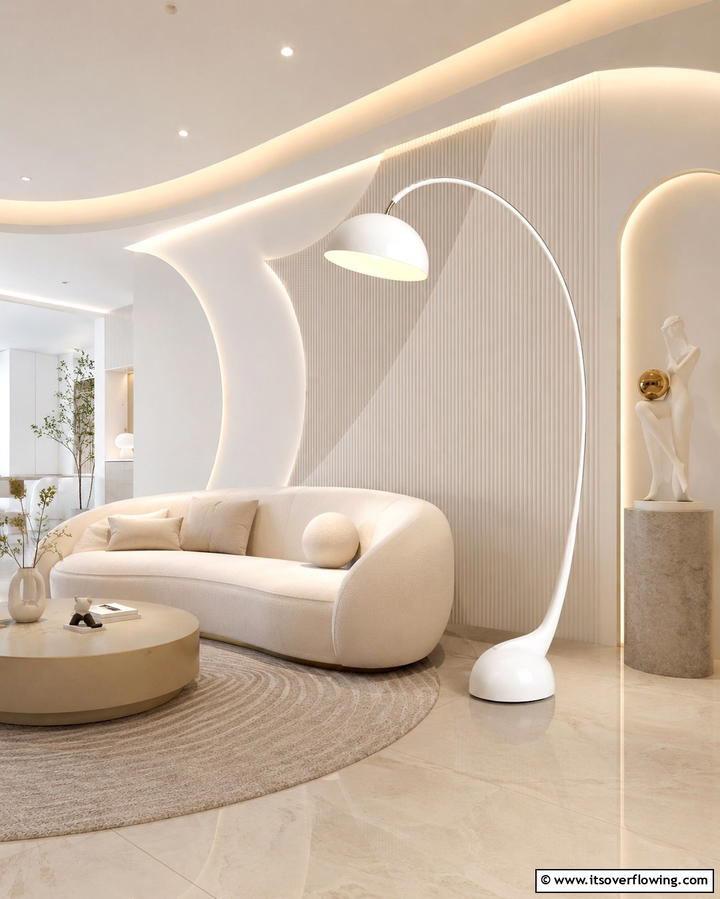 Curved Design Floor Lamp - 30 Living Room Floor Lamp Ideas- Stylish Lighting Solutions