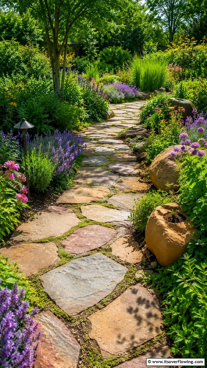 Curved Flagstone Walkway Design - 30 Flagstone Walkway Ideas for Charming Pathways