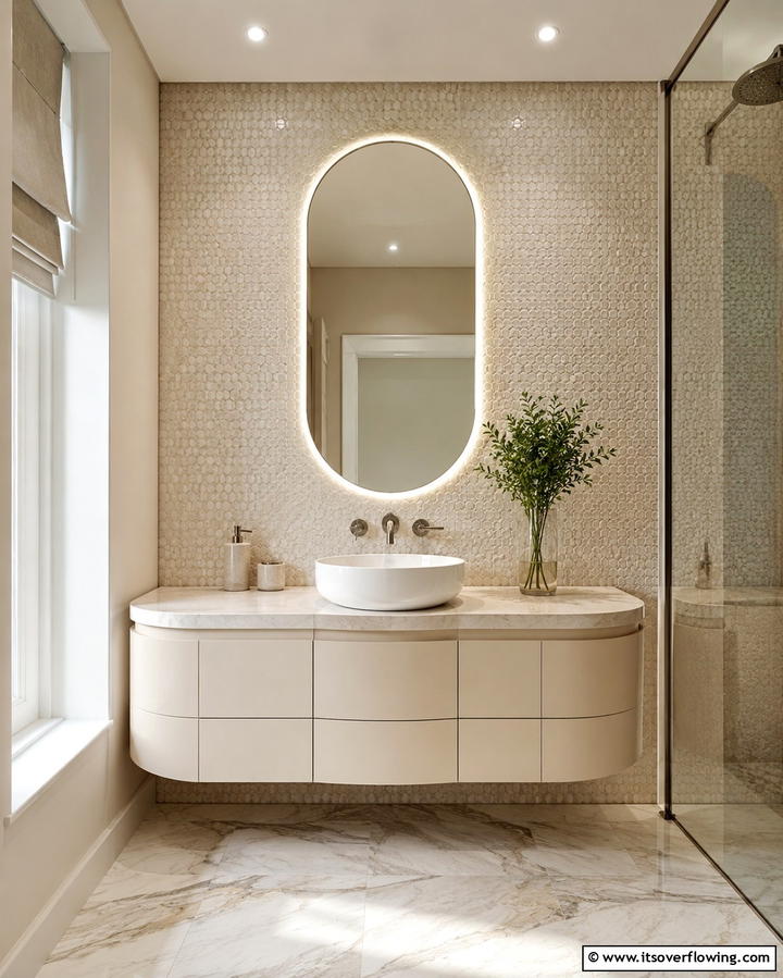Curved Floating Vanity - 25 Floating Vanity Bathroom Ideas for a Modern and Sleek Look