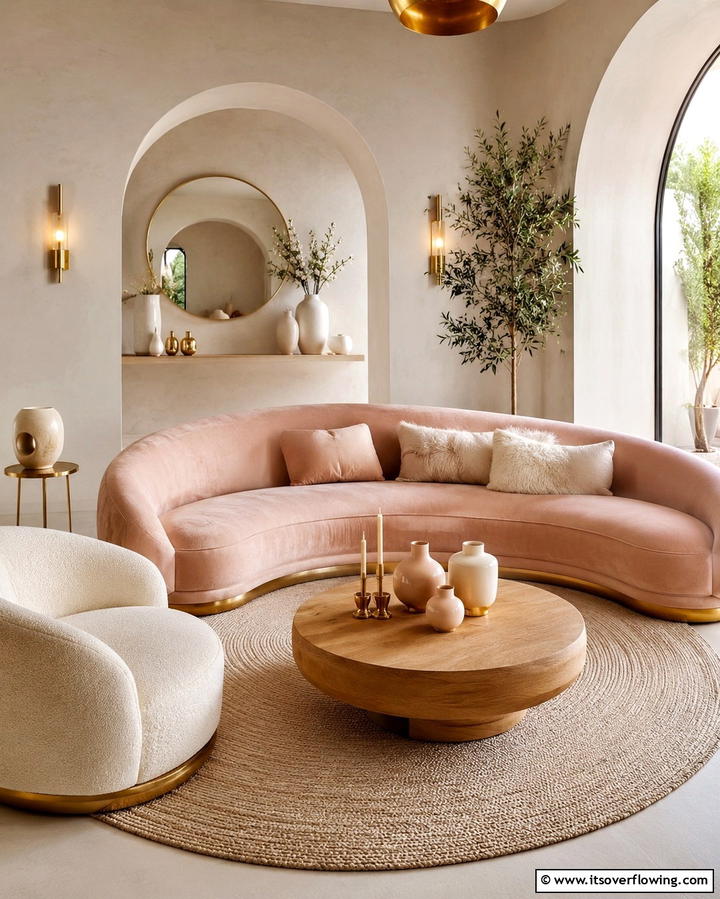 Curved Furniture Flow - 30 Awkward Living Room Layout Solutions for Cohesive Design