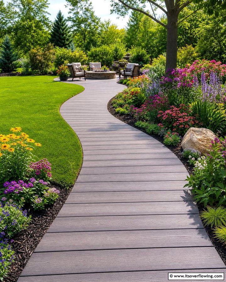 Curved Garden Pathways - 20 Composite Walkway Ideas for a Durable and Beautiful Path