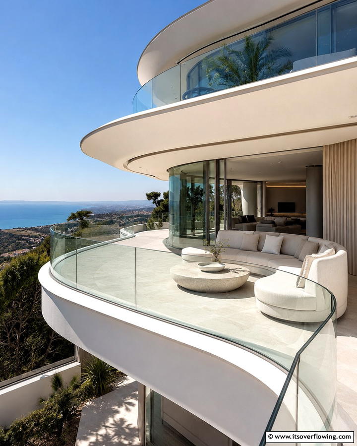Curved Glass Balconies for a Unique Design - 25 Glass Balcony Design Ideas for Modern Homes