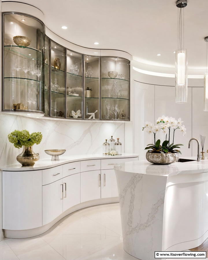 Curved Glass Cabinets - 20 Modern Style Glass Kitchen Cabinets for a Sleek Look