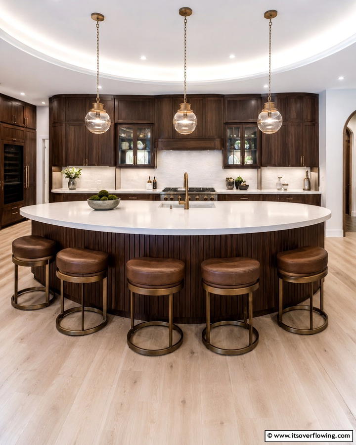 Curved Island for a Unique Look - 25 Kitchen Island Ideas With Seating for Functionality