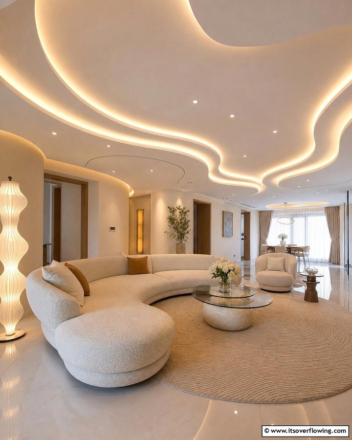 Curved Pop Ceiling Design - 17 Pop Ceiling Design Ideas for Modern Interior Spaces