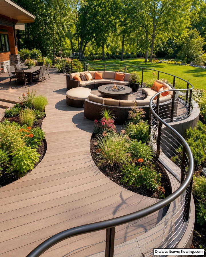 Curved Railing for Custom Deck Shapes - 21 Deck Railing Ideas for Style and Safety