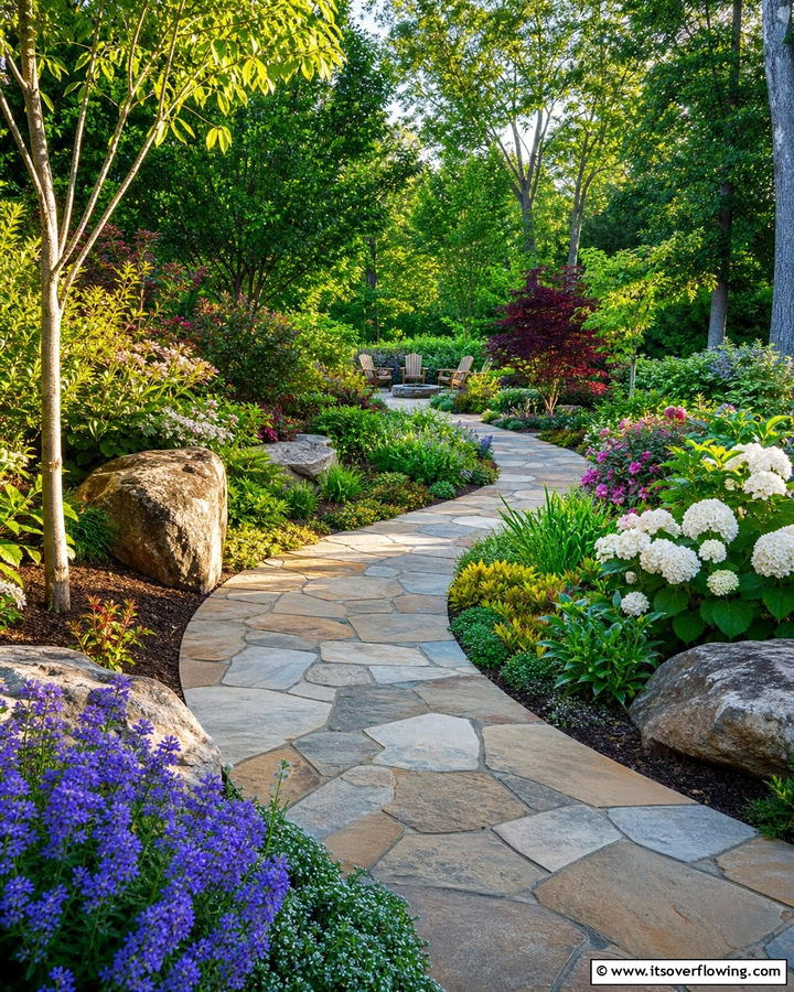 Curved Rock Pathway - 17 Rock Walkway Ideas for Natural and Low-Maintenance Paths