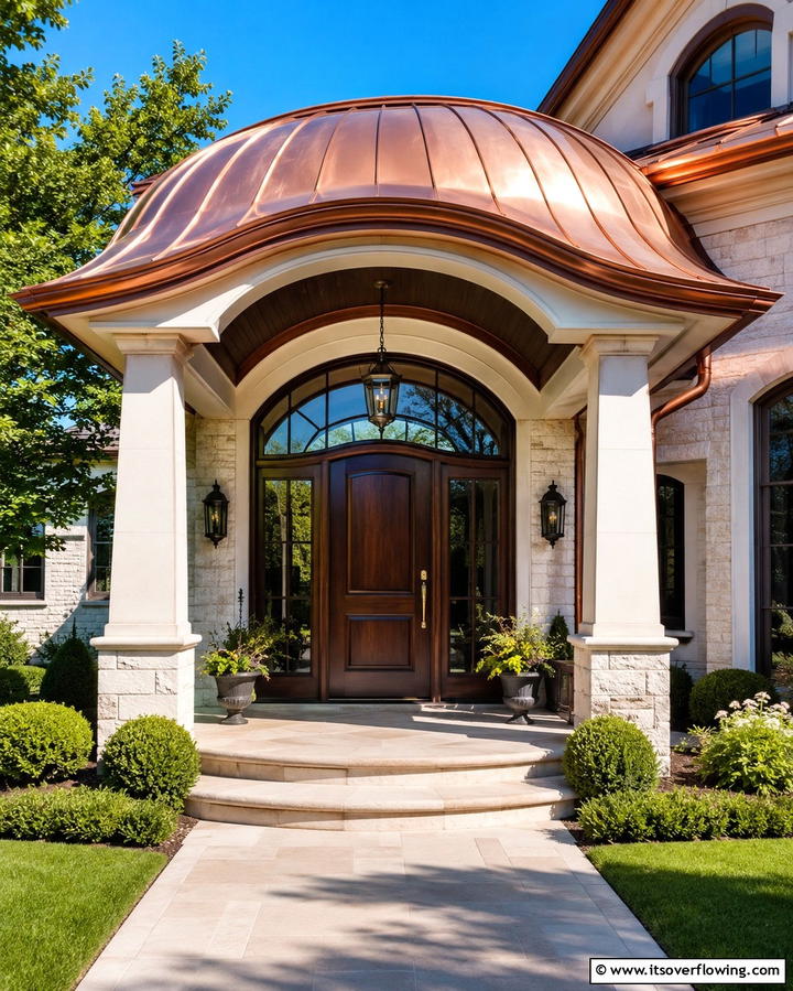 Curved Roof for a Unique LookExact - 25 Front Porch Roof Ideas- Enhance Your Home’s Curb Appeal