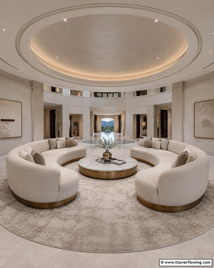 Curved Sofas - 25 Mansion Living Room Ideas for Luxurious Spaces