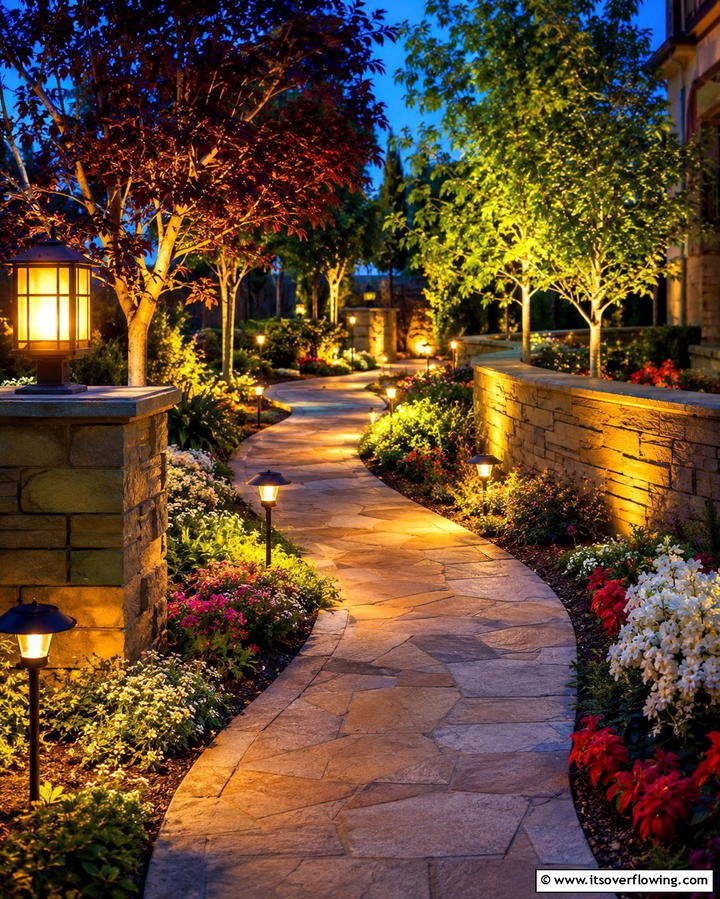 Curved Walkways with Lighting Features - 25 Curved Walkway Ideas for a Charming Garden Path
