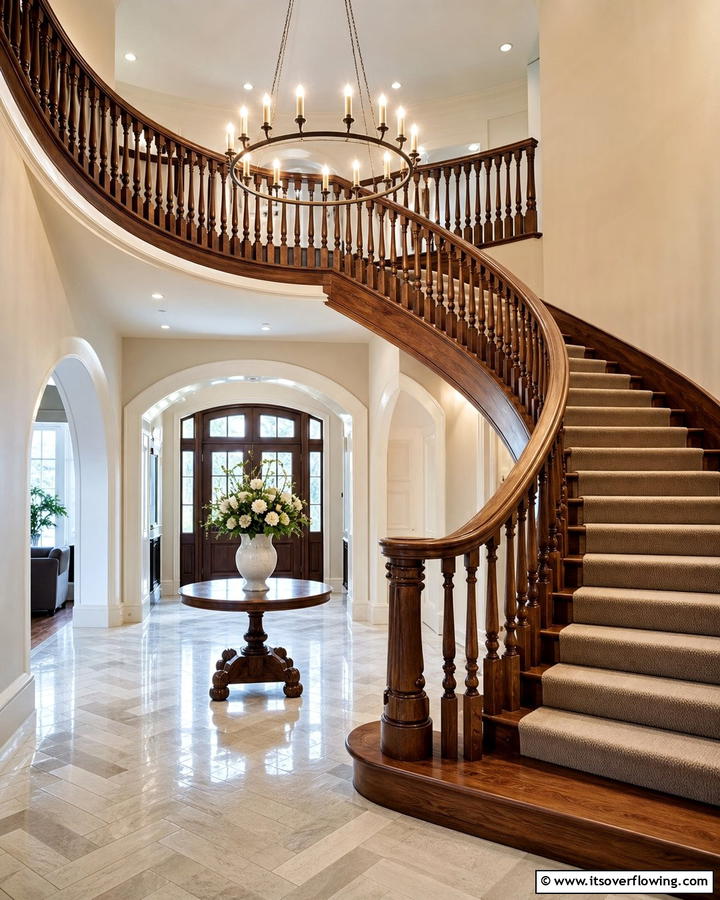 Curved Wooden Railing - 30 Wood Stair Railing Ideas for Warm Architectural Detail